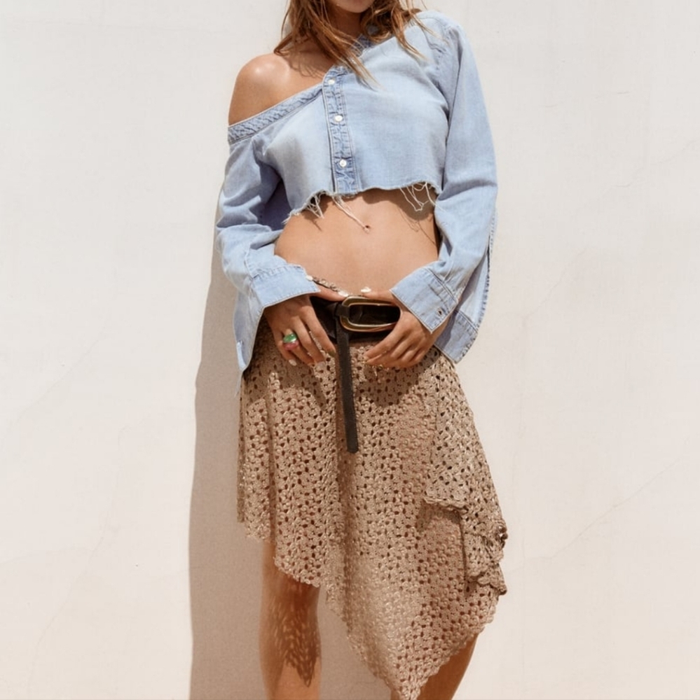 Zara TRF Asymmetric Shirt Size XL